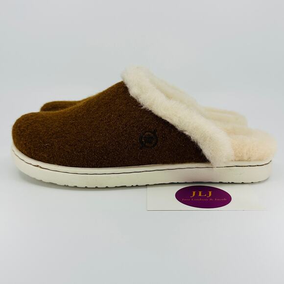 Born Women's Zoe 100% Wool Shearling Lined Slippers Cognac Brown Wool Size 6 - Picture 6 of 13